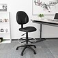 Boss Armless Fabric Drafting Stool with Swivel Base and Lumbar Support, Black (B1690-BK)