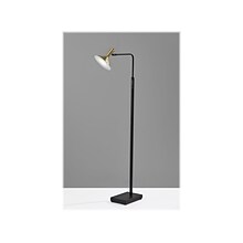 Adesso Lucas 54 Matte Black/Antique Brass Floor Lamp with Cone Shade (4263-01)