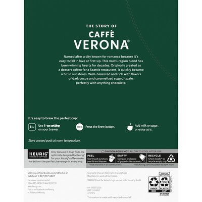 Starbucks Caffe Verona Coffee Keurig® K-Cup® Pods, Dark Roast, 24/Box (SBK18998)