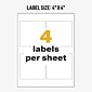 Avery UltraDuty Waterproof Laser GHS Chemical Labels, 4" x 4", White, 4 Labels/Sheet, 50 Sheets/Box (60504)
