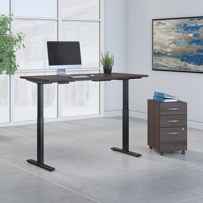 Bush Business Furniture Move 60 Series 72"W Electric Height Adj Standing Desk w/ Storage, Storm Gray/Black Powder (M6S006SGSU)