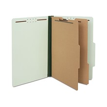 Quill Brand® Recycled Pressboard Classification Folders, 2-Partitions, 6-Fasteners, Legal, Green, 15