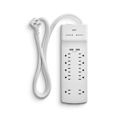 NXT Technologies™ 10-Outlet 2 USB Surge Protector, 6 Braided Cord, 3000 Joules (NX54318)