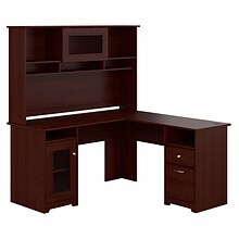 Bush Furniture Cabot 60W L Shaped Computer Desk with Hutch and Storage, Harvest Cherry (CAB001HVC)