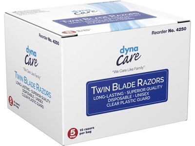 Dynarex Twin-Blade Razor, Blue, 50/Pack, 6 Packs/Carton (4250)