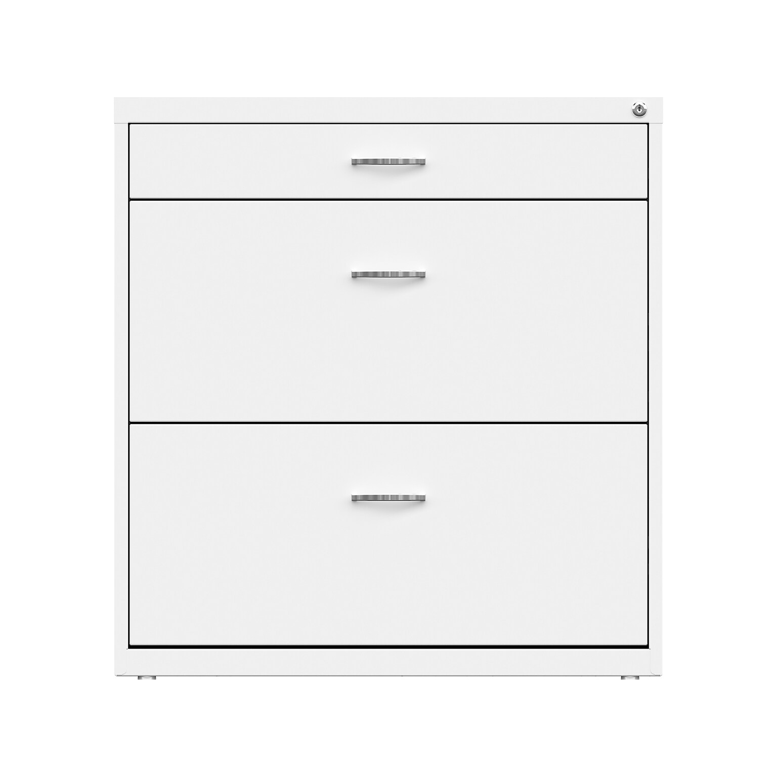 Space Solutions 3-Drawer Lateral File Cabinet, Letter/Legal Size, Lockable, 31.88H x 30W x 17.63D, White (25071)