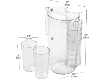 Mind Reader Pitcher and Cup Set with 6 Cups, Clear (PITCUPS-CLR)