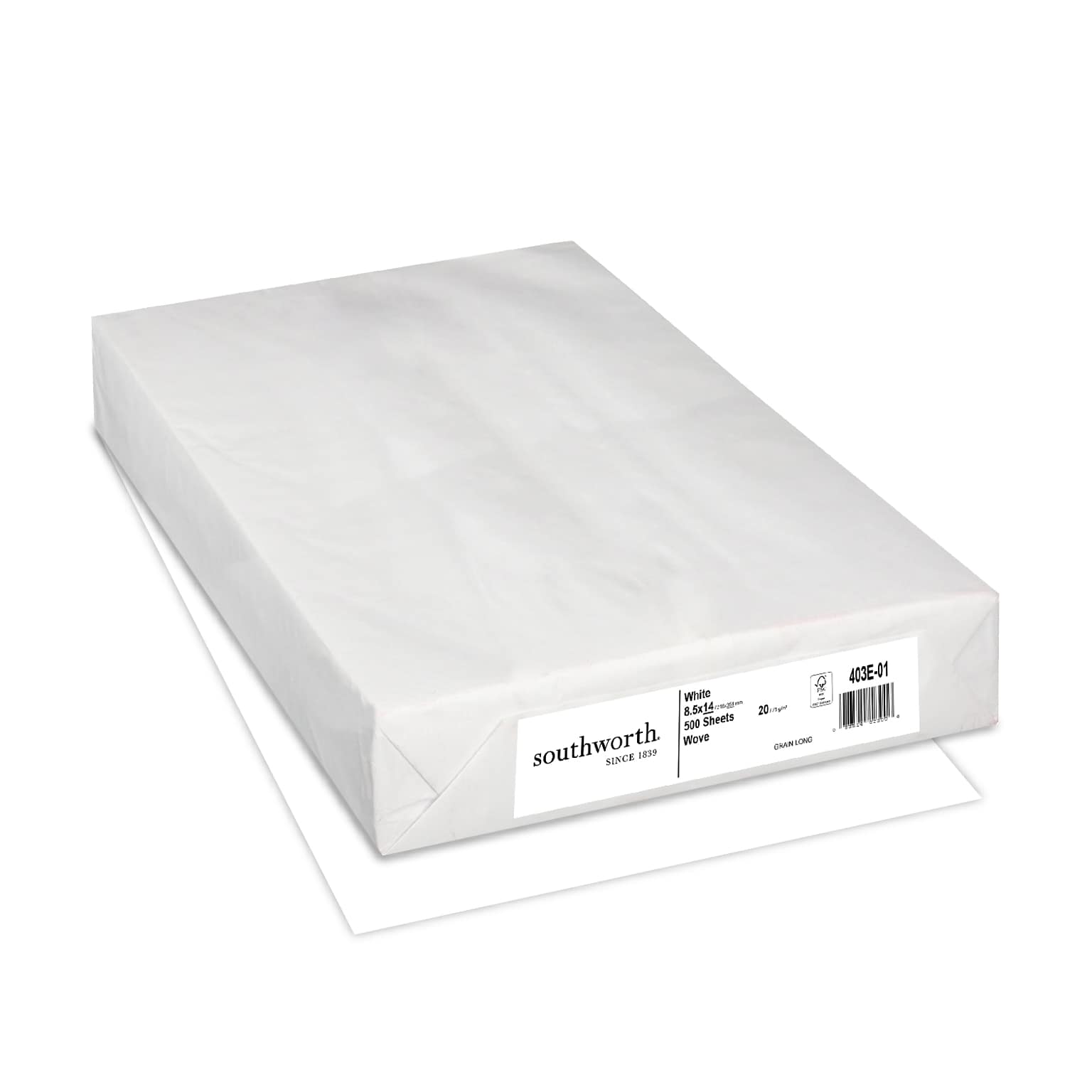 Southworth 8.5 x 14 Business Paper, 20 lbs., White with Wove Finish, 500 Sheets/Ream (403E)