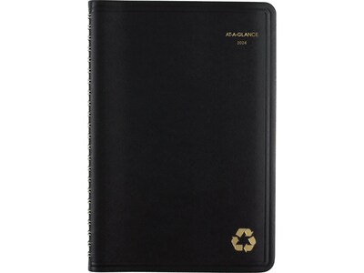 2024 AT-A-GLANCE Recycled 5 x 8 Weekly & Monthly Appointment Book, Black (70-100G-05-24)