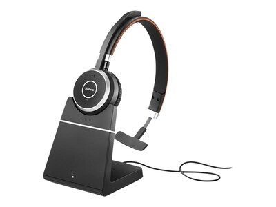 Jabra Evolve 65 SE UC Mono Active Noise Canceling Bluetooth On Ear Mobile Headset with Charging Stan
