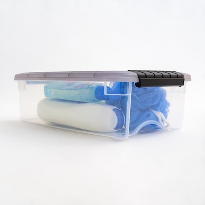 Iris 5.8 Quart Stack and Pull Latching Plastic Storage Bin, Clear, 12/Pack (500146)