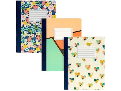 Carpe Diem Floral Love Composition Notebooks, 7.5 x 9.75, College-Ruled, 70 Sheet, Assorted Colors