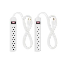 Staples 6-Outlet Power Strip, 15 Cord, White, 2/Pack (42321)