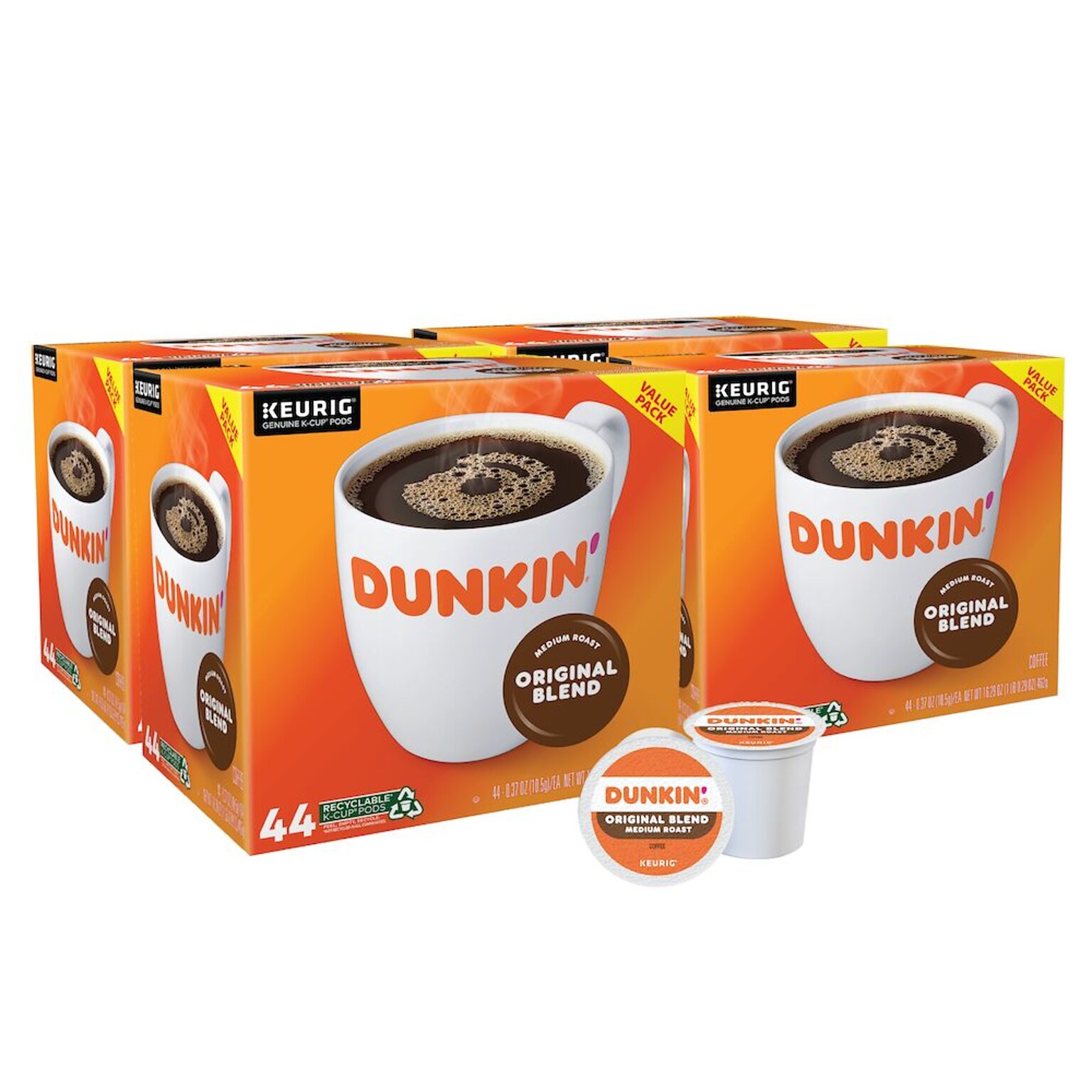Dunkin Original Blend Coffee Keurig® K-Cup® Pods, Medium Roast, 176/Case (006933)