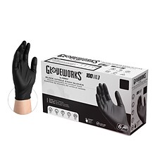 Gloveworks GWBEN Nitrile Exam Gloves, Medium, Black, 100/Box (GWBEN44100)