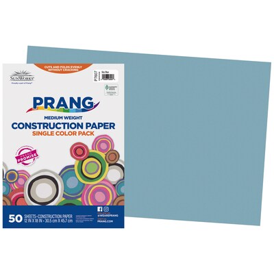 Prang 12" x 18" Construction Paper, Sky Blue, 50 Sheets/Pack (P7607-0001)
