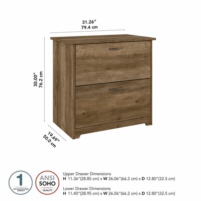 Bush Furniture Cabot 31"W 2-Drawer Lateral File Cabinet, Letter/Legal, Reclaimed Pine, (WC31580)