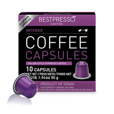 Bestpresso Inteso Blend High Intensity Coffee Nespresso Original Pods, Dark Roast, 10/Box (BST10413)