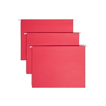 Smead Adjustable Tab Recycled Hanging File Folder, 3/4 Expansion, 5-Tab, Letter Size, Red, 25/Box (