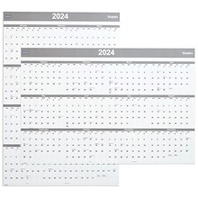 2024 Staples 48 x 32 Dry Erase Wall Calendar, Gray/White (ST58450-24)