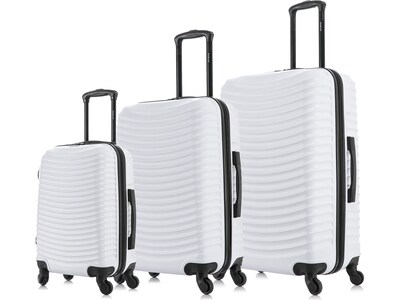 DUKAP Adly 3-Piece Hardside Spinner Luggage Set, White (DKADLSML-WHI)