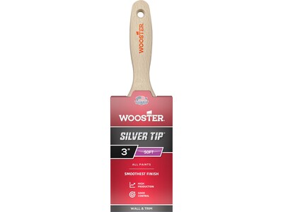 Wooster Brush Silver Tip 3 Polyester Wall/Trim Flat Brush, 6/Box (0052220030)