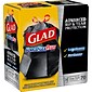 Glad ForceFlexPlus 30 Gallon Trash Bag, 5.31" x 10.06", Low Density, 0.90 mil, Black, 70/Box (70358)