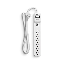 NXT Technologies™ 6-Outlet 2-USB Port Surge Protector, 4 Cord, White (NX61426)