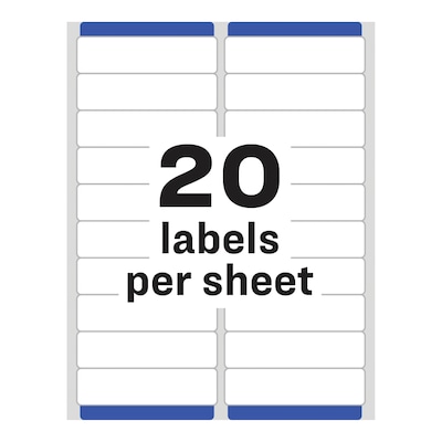 Avery Easy Peel Laser Address Labels, 1" x 4", Clear, 20 Labels/Sheet, 50 Sheets/Box (5661)