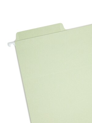 Smead FasTab Recycled Hanging File Folder, 3-Tab Tab, Letter Size, Moss, 20/Box (64032)