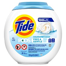 Tide PODS Free & Gentle Laundry Detergent Capsules, 58 oz., 81 Capsules (91798)