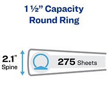 Avery Economy 1 1/2 3-Ring View Binders, Round Ring, White 12/Pack (05726)