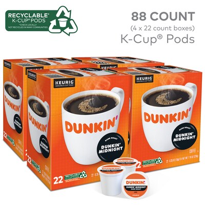 Dunkin Midnight Coffee Keurig® K-Cup® Pods, Dark Roast, 88/Carton (400849)