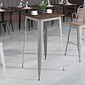 Flash Furniture Metal/Wood Restaurant Bar Table, 42"H, Silver (CH3133040M1SIL)