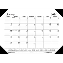 2024 House of Doolittle Economy Compact 18.5 x 13 Monthly Desk Pad Calendar, White/Black (0124-02-