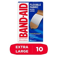 Band-Aid Flexible Fabric Extra Large Adhesive Bandages, 1.75 x 4, 10/Box (111834100)