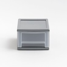 Iris Stackable Plastic Storage Bin with Drawer, Gray (500223)