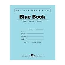 Roaring Spring Paper Products Exam Notebooks, 7 x 8.5, Wide Ruled, 12 Sheets, Blue (77513)