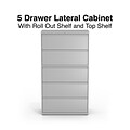 Quill Brand® Commercial 5 File Drawers Lateral File Cabinet, Locking, Gray, Letter/Legal, 36W (2174