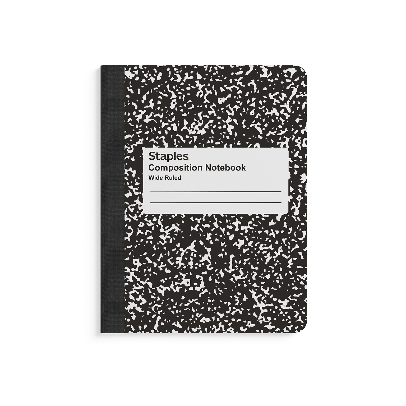 Staples Composition Notebook, 7.5 x 9.75, Wide Ruled, 80 Sheets, Black/White, 48 Notebooks/Carton (ST55076CT)