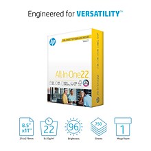 HP All-In-One22 8.5 x 11 Multipurpose Paper, 22 lbs., 96 Brightness, 750 Sheets/Ream (208850)