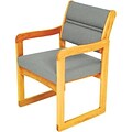 Wooden Mallets® Dakota Wave Series Single Base Chair w/Arms in Light Oak; Charcoal Grey