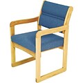 Wooden Mallets® Dakota Wave Series Single Base Chair w/Arms in Light Oak; Powder Blue