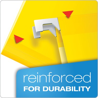 Pendaflex Reinforced Hanging File Folders, 1/5 Tab, Letter Size, Yellow, 25/Box (PFX 4152 1/5 YEL)