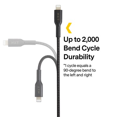 NXT Technologies™ 4 Ft. Braided Lightning to USB Cable, Black (NX54354)