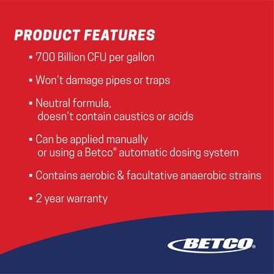 Betco Probiotic Solutions Drain and Trap Treatment, Ocean Scent, 1 gal Bottle, 4/Carton (BET26000400