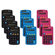 Better Office Products Pocket Size Calculators, 8-Digit Display, Dual Power w/AA Battery, Assorted C