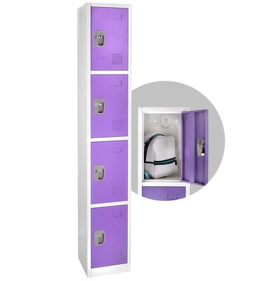 AdirOffice 72 4-Tier Key Lock Purple Steel Storage Locker, 4/Pack (629-204-PUR-4PK)
