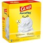 Glad ForceFlex Tall 13 Gallon Kitchen Drawstring Trash Bags, White, 120/Box (78564)
