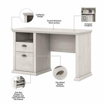 Bush Furniture Yorktown 50"W Home Office Desk with Storage, Linen White Oak (WC40423-03)
